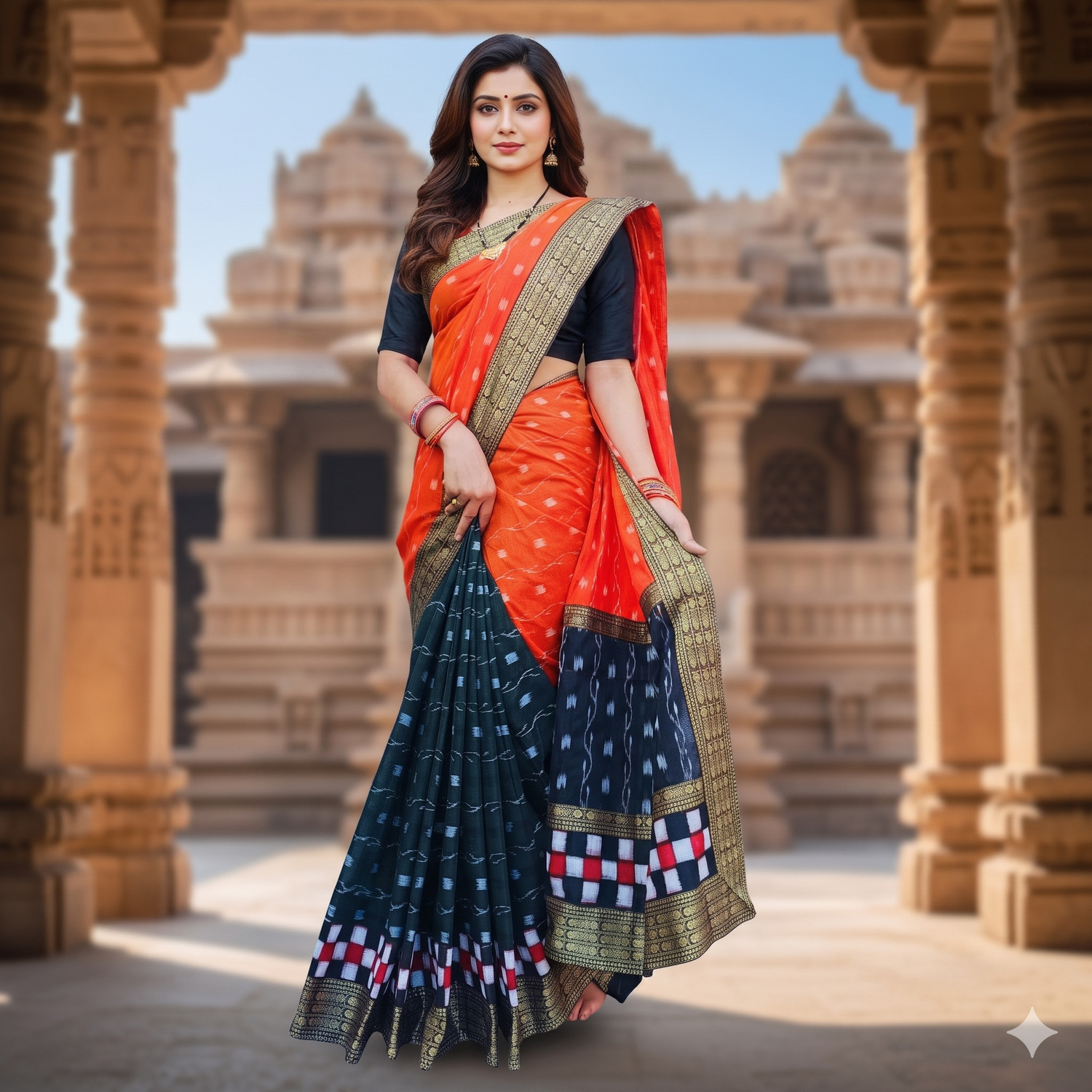 Image of ZEBATIQ Woven Sambalpuri Pure Cotton Saree