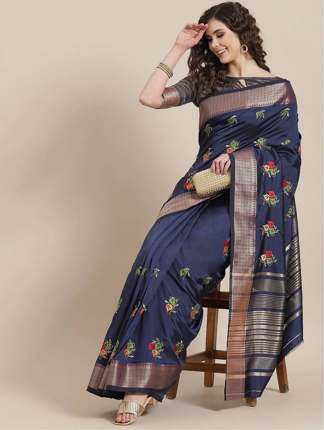 Divastri Woven, Embroidered, Self Design Bollywood Cotton Silk Sa