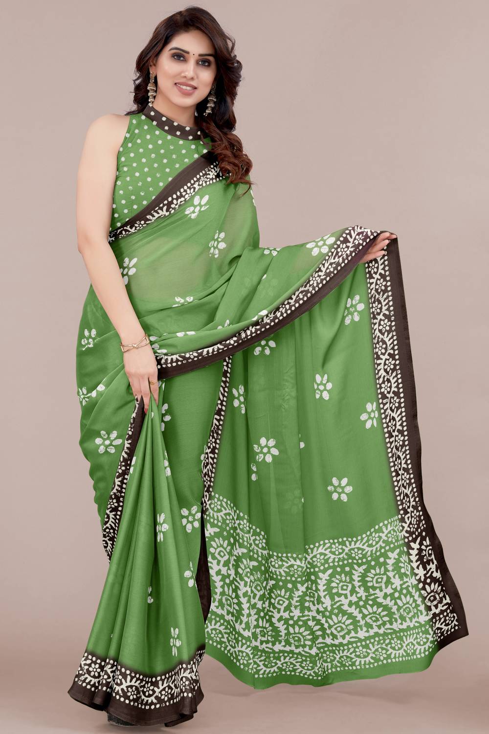 MIRCHI FASHION Printed, Blocked Printed Hand Batik Chiffon, Georg
