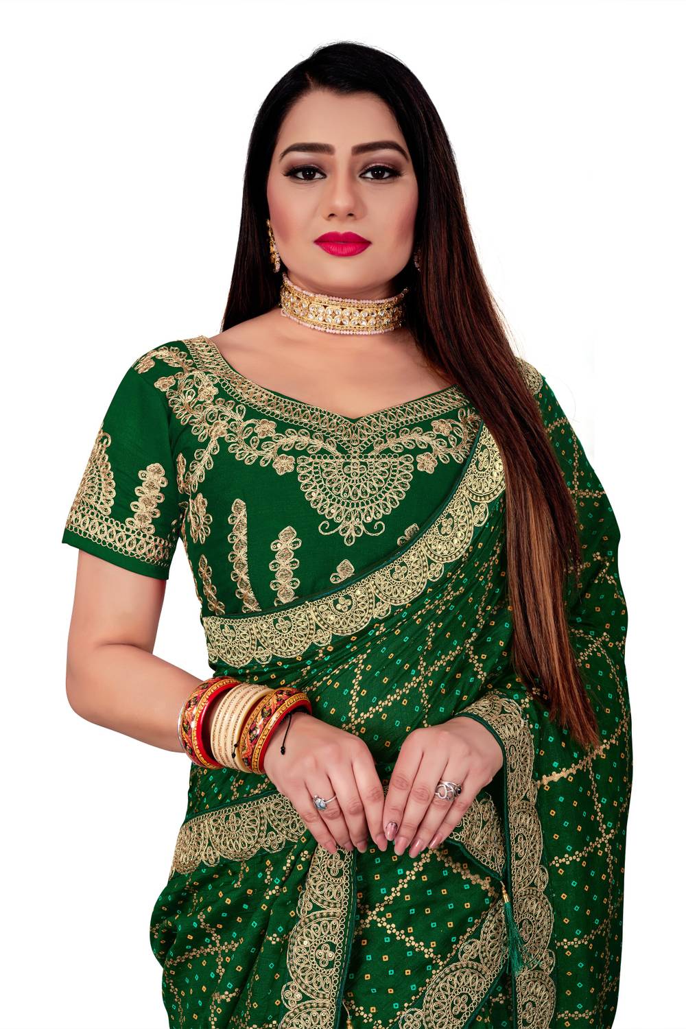 Fashion Filament Live Your Fashion Printed Bandhani Art Silk Sa