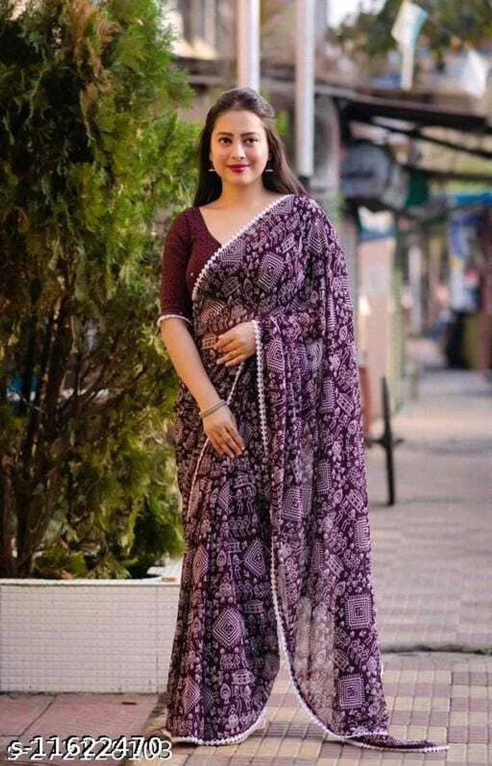 YAMUNA PRIYA Printed Bollywood Georgette Saree (Pink)