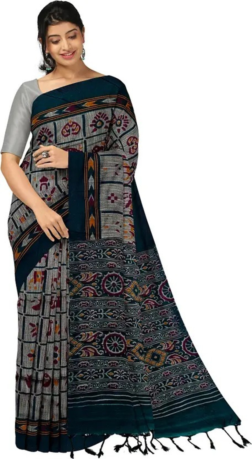 Image of Joyguru Textile Printed Sambalpuri Pure Cotton Saree