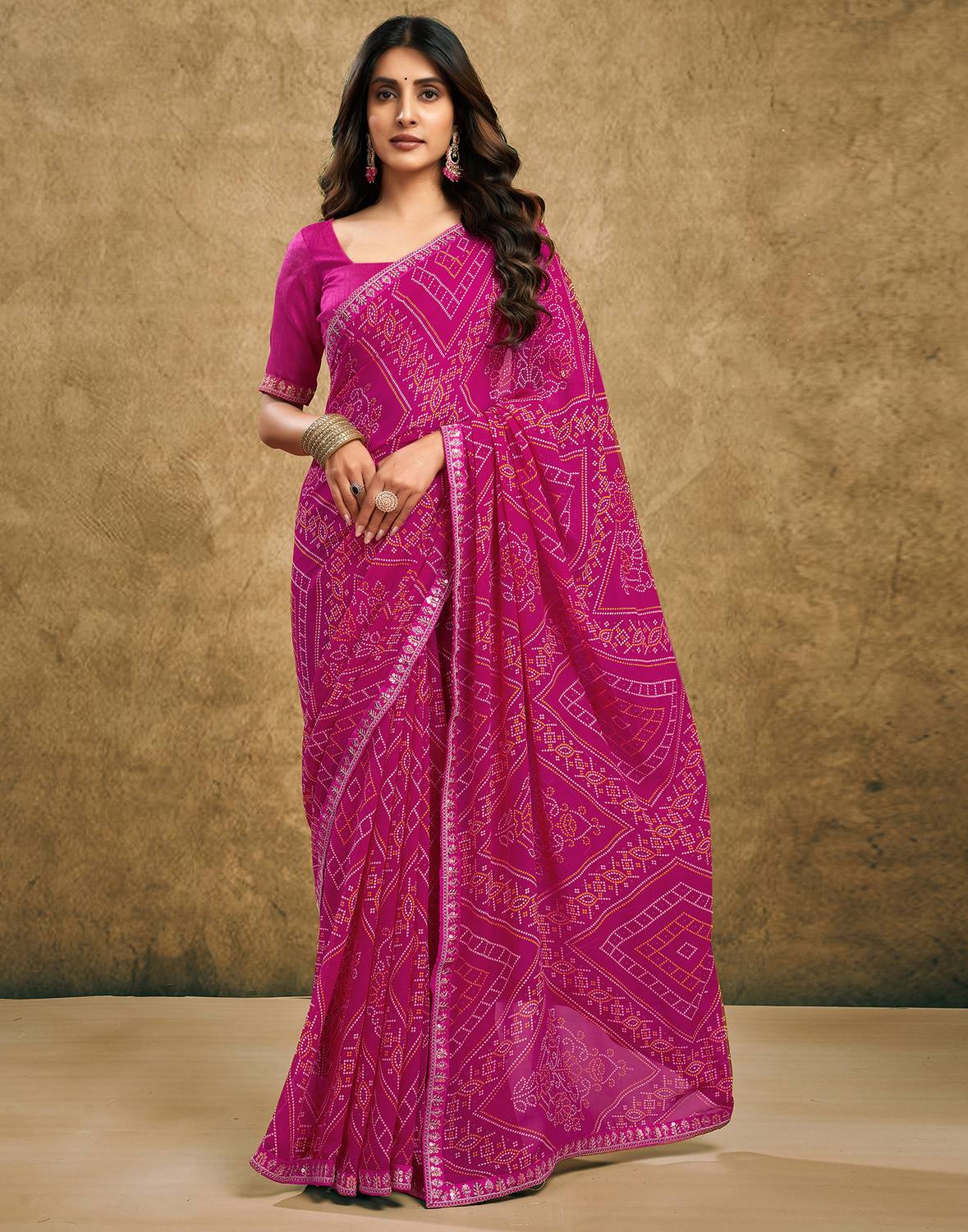 Samah Printed, Embroidered, Embellished Bollywood Georgette, Chif