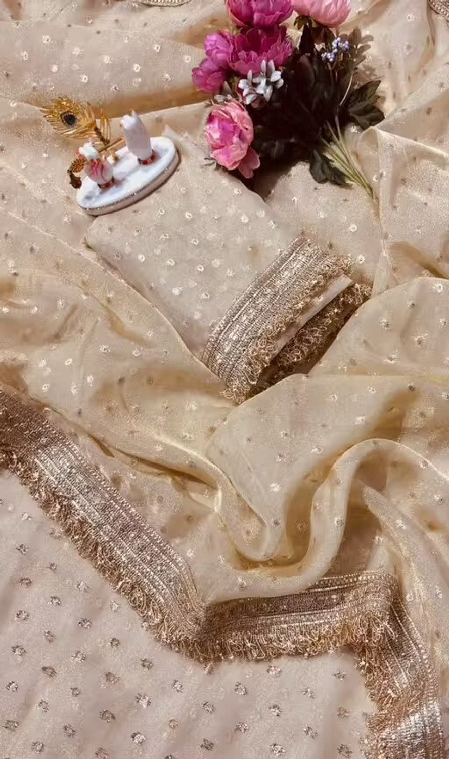 Image of Vraggi Embellished, Embroidered Bollywood Silk Blend Saree