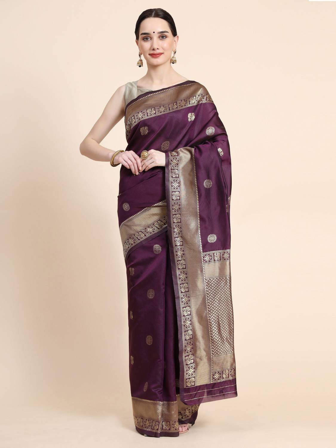 AVANTIKA FASHION Woven Kanjivaram Pure Silk, Art Silk Saree (Purp