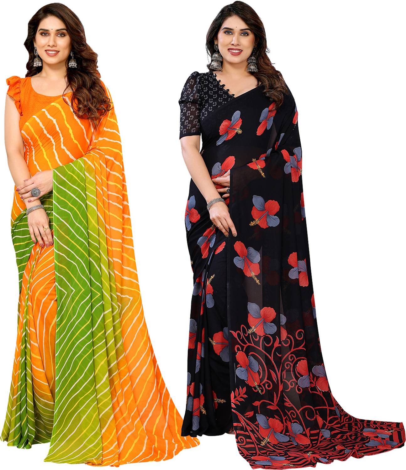 Anand Sarees Printed, Floral Print Daily Wear Georgette Saree