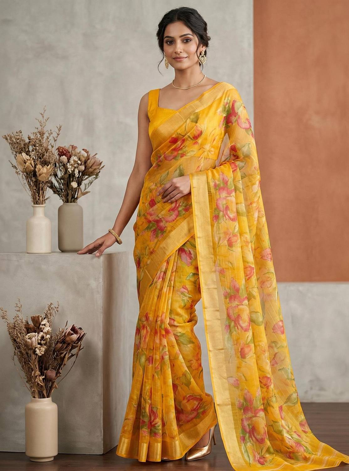 boghani Floral Print, Printed Bollywood Georgette Saree