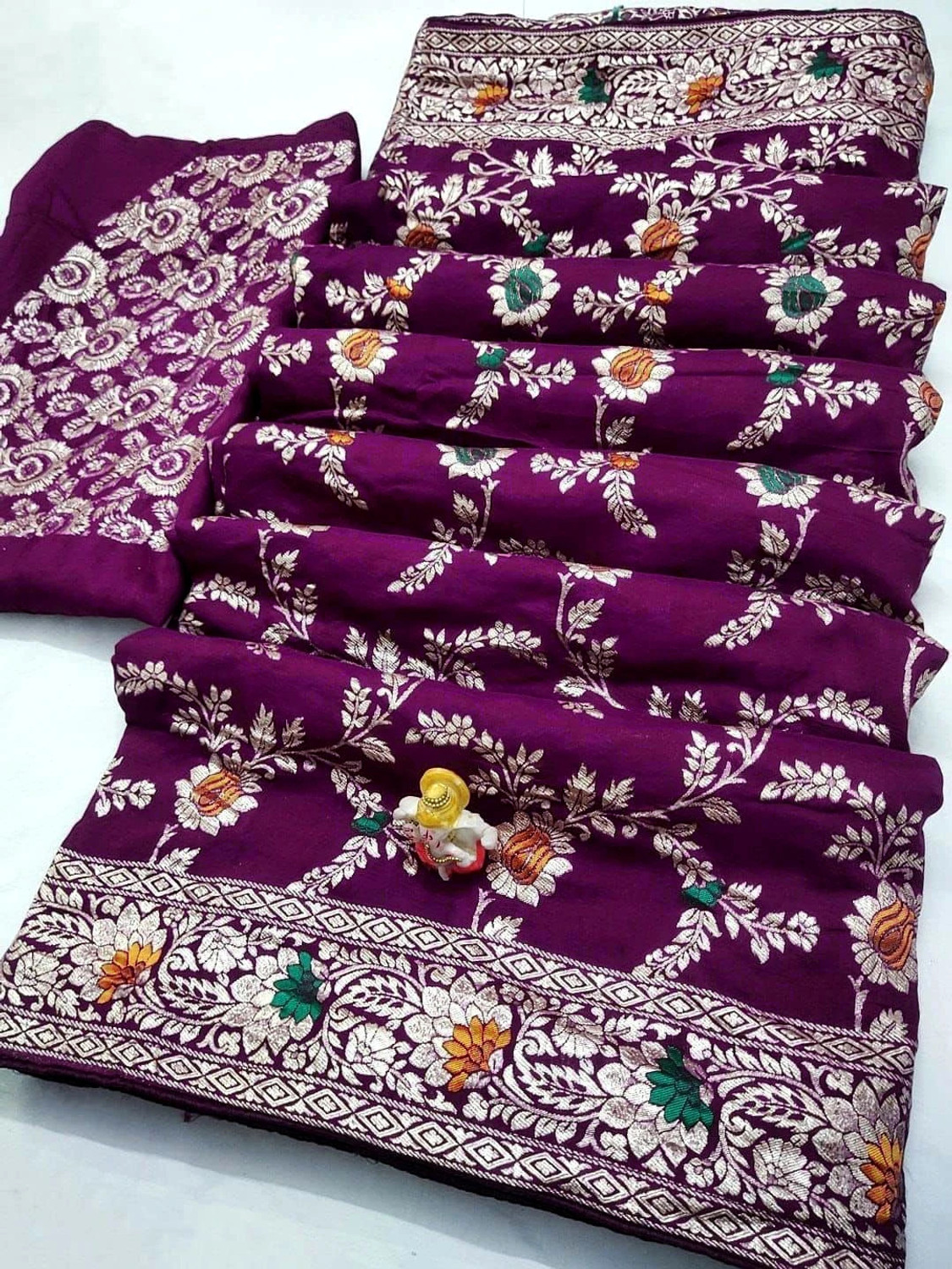 Image of Omsaiarts Woven, Printed Banarasi Jacquard, Pure Silk Saree