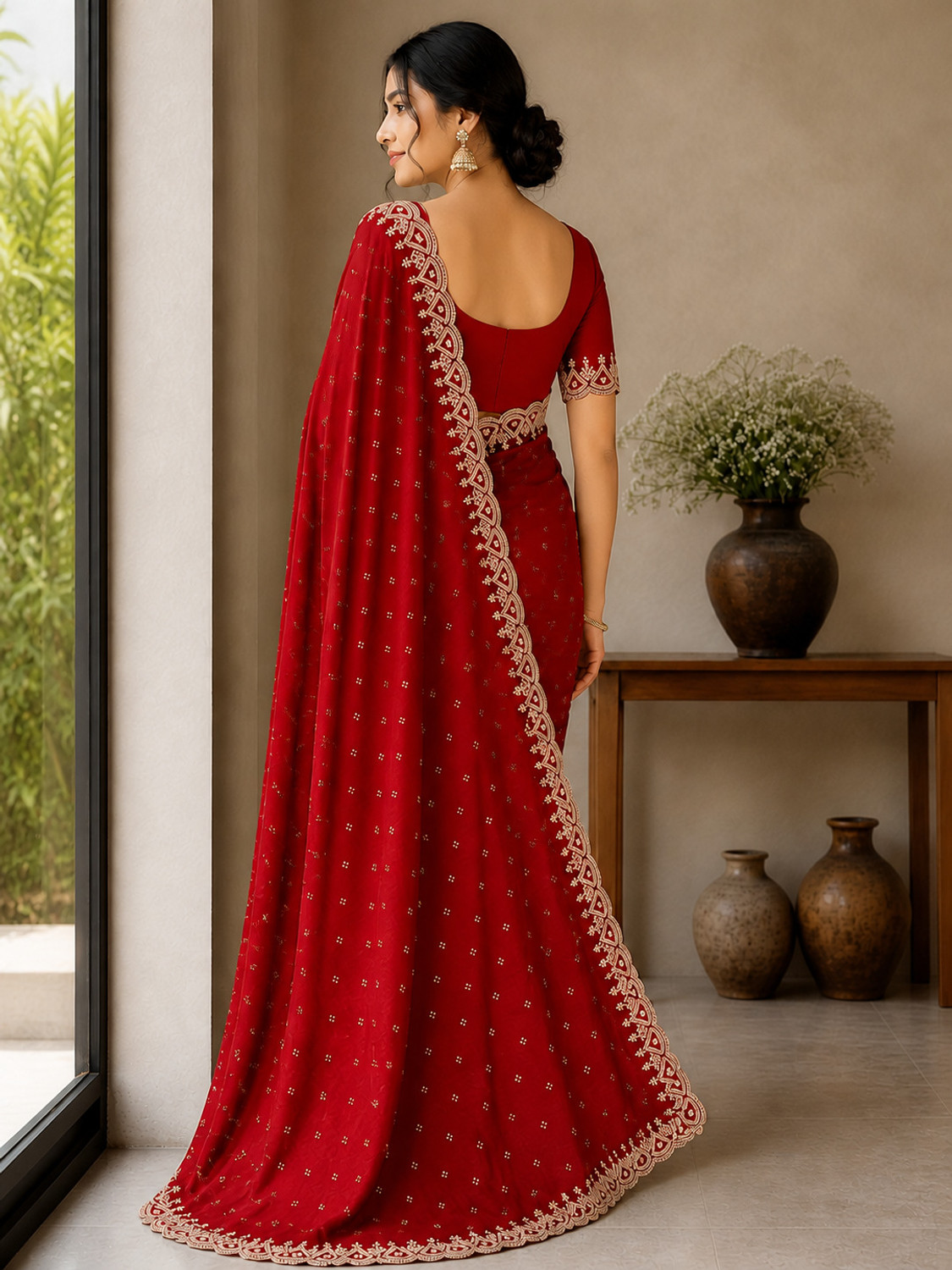Image of RBM Embroidered, Embellished Bollywood Georgette Saree