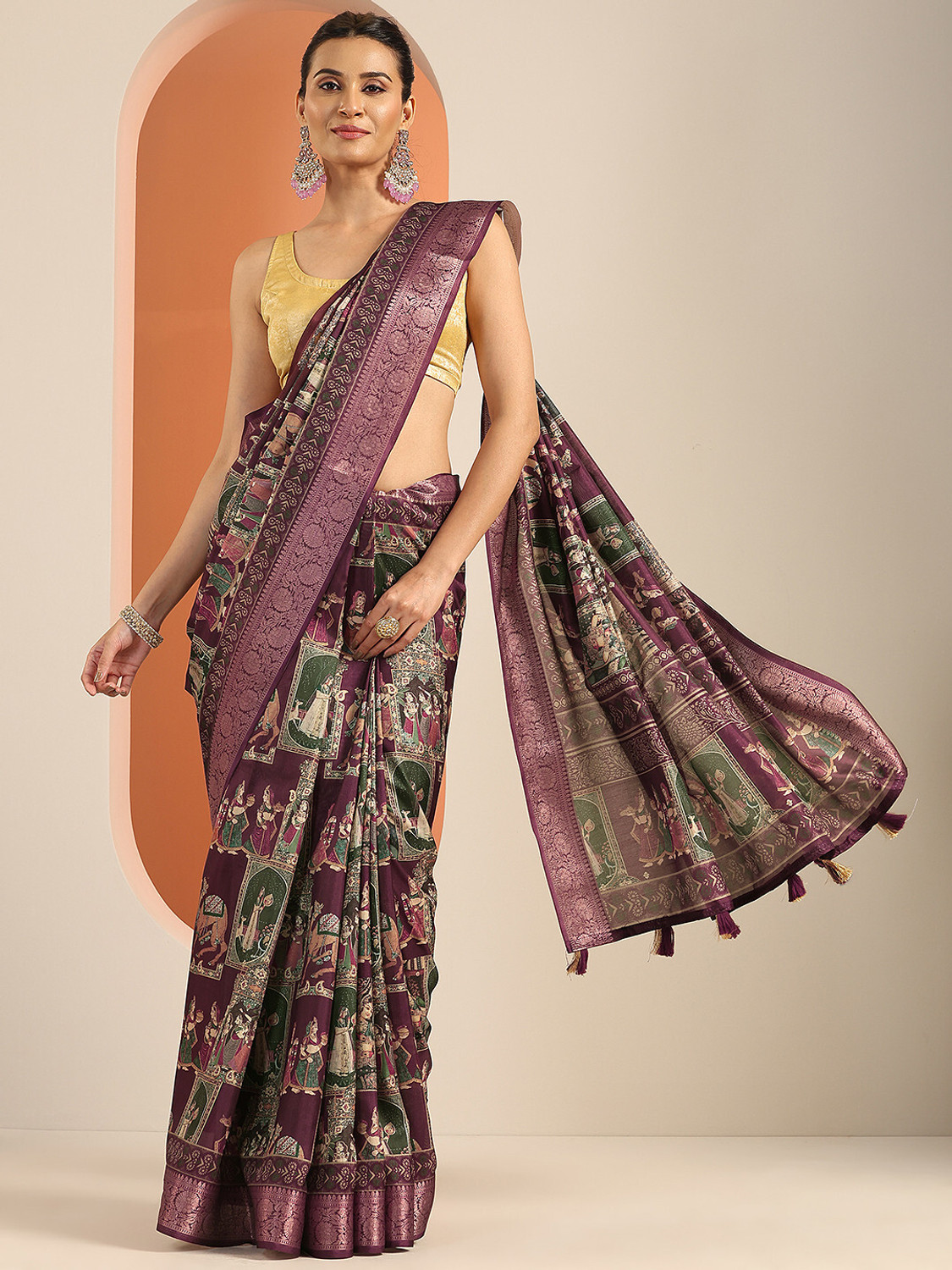 Image of LIBAS Printed Daily Wear Silk Blend Saree