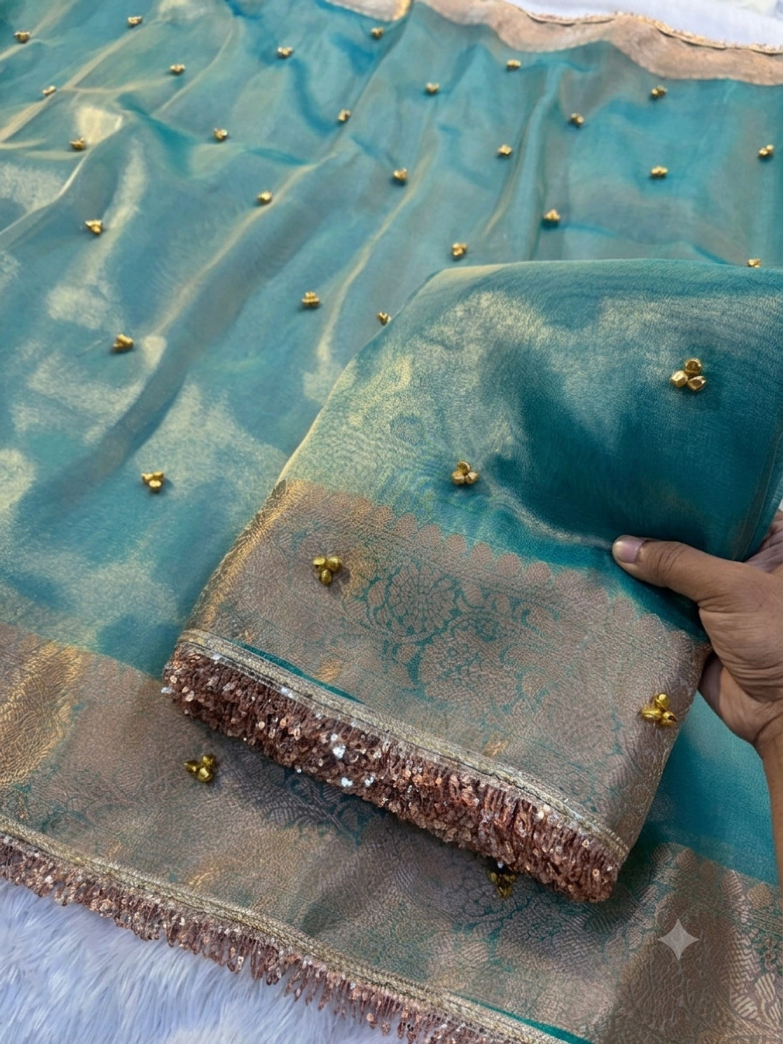 Image of Banaras silk palace Embellished Bollywood Tissue Saree
