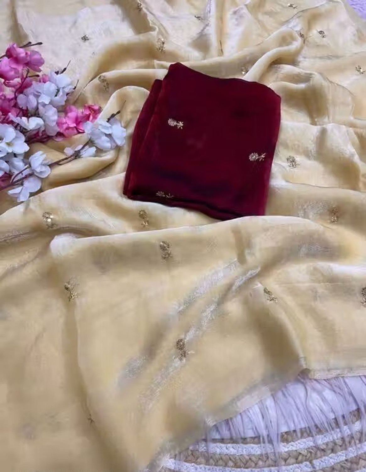 Image of Online Bazaaar Embellished Bollywood Pure Silk, Satin Saree