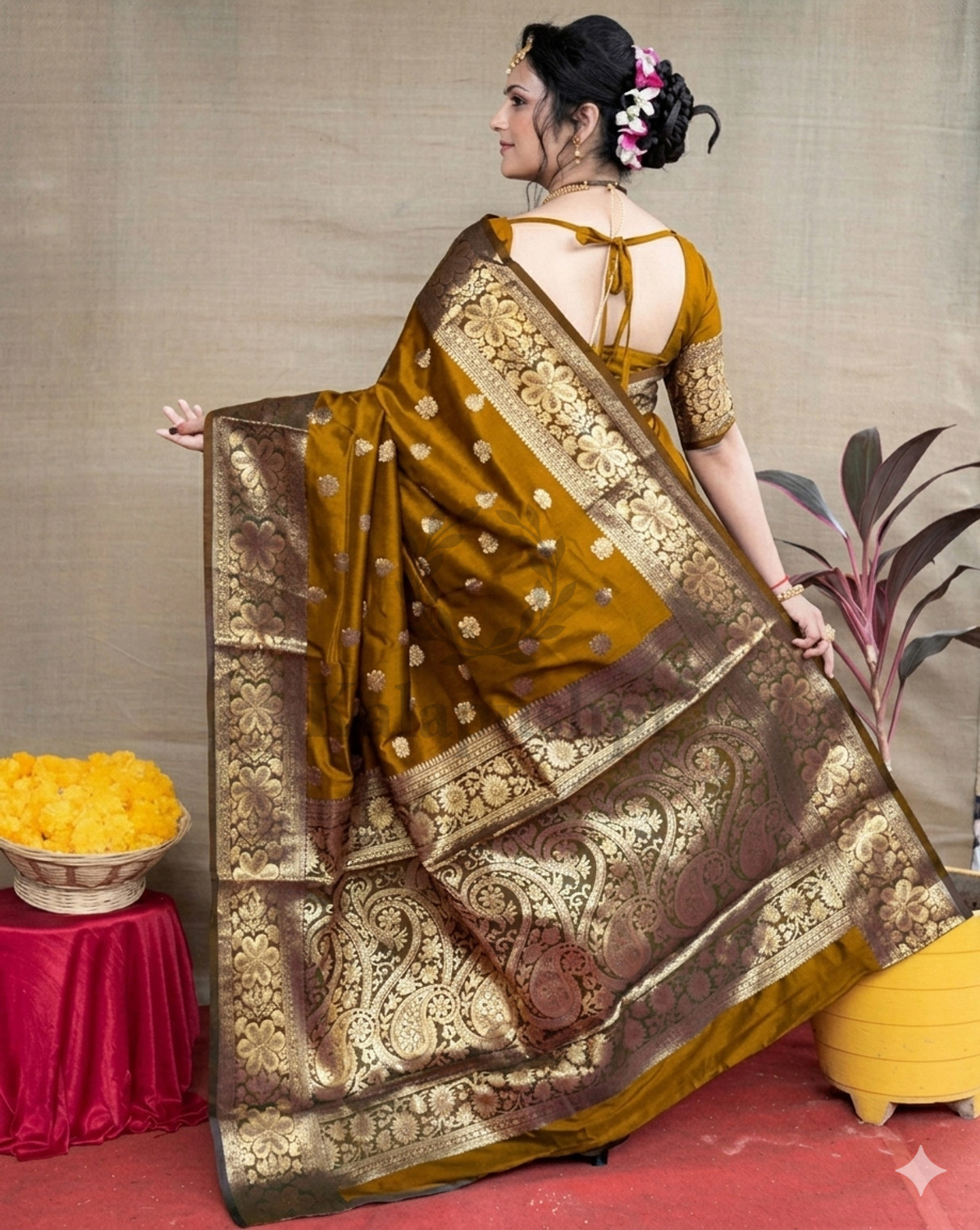 Image of Abhilipsa Woven Banarasi Silk Blend, Pure Silk Saree