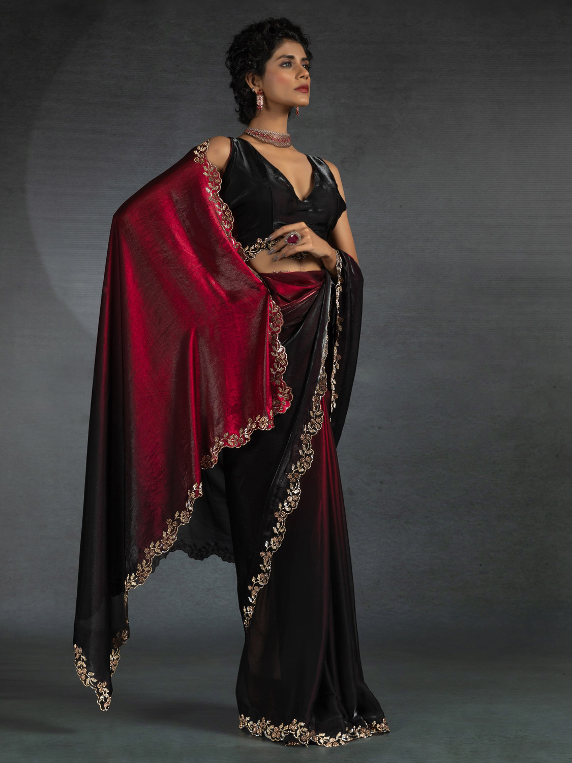 Image of Divastri Embellished Bollywood Silk Blend Saree