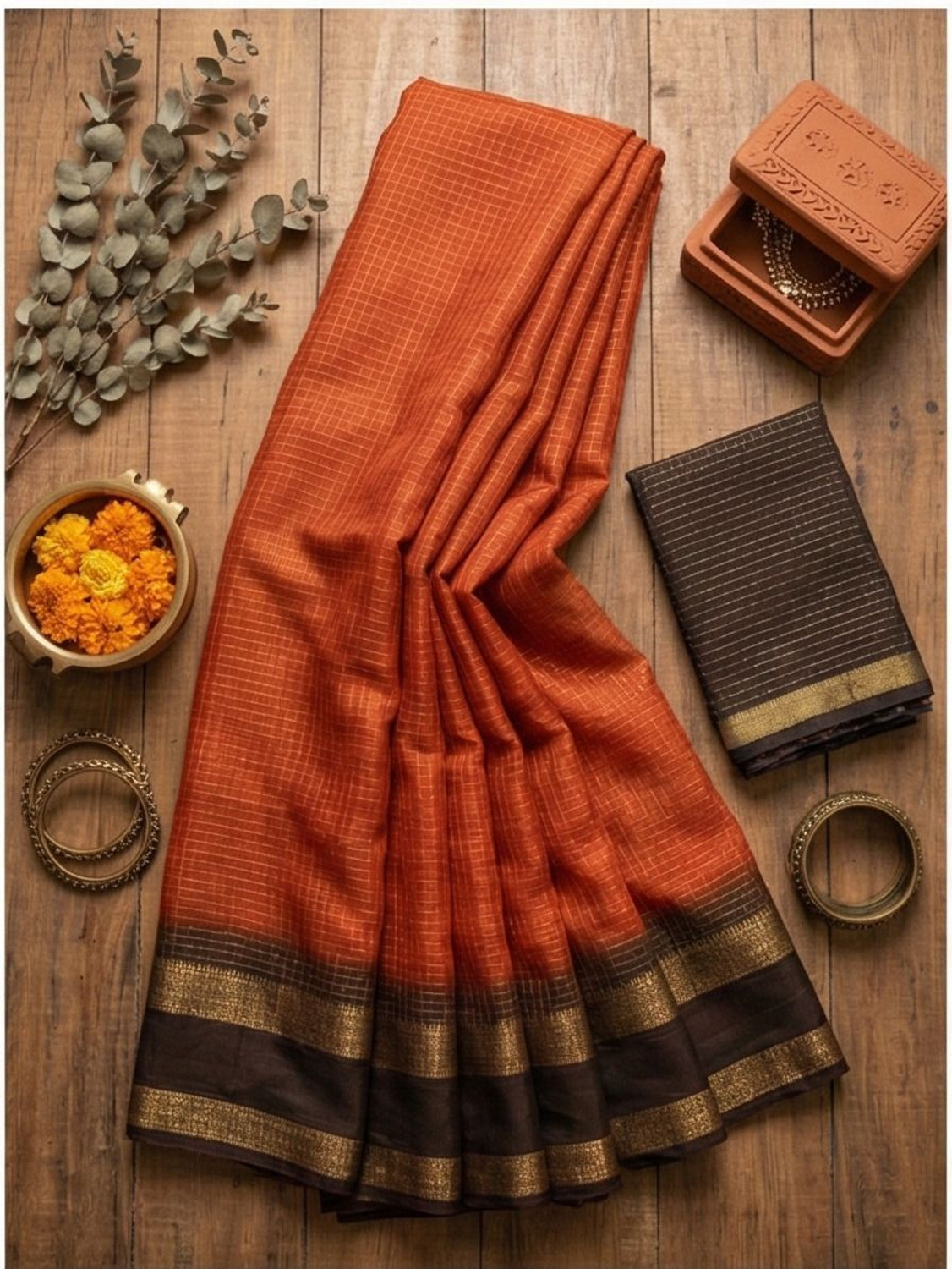 Image of KASTURI Checkered Bollywood Georgette Saree