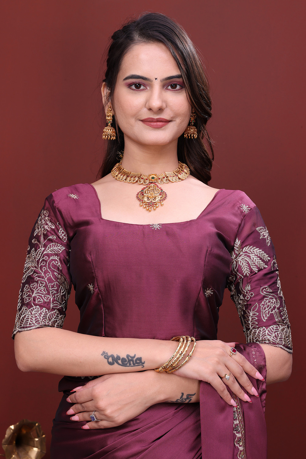 Image of K 5 FASHION Embroidered Bollywood Chiffon Saree
