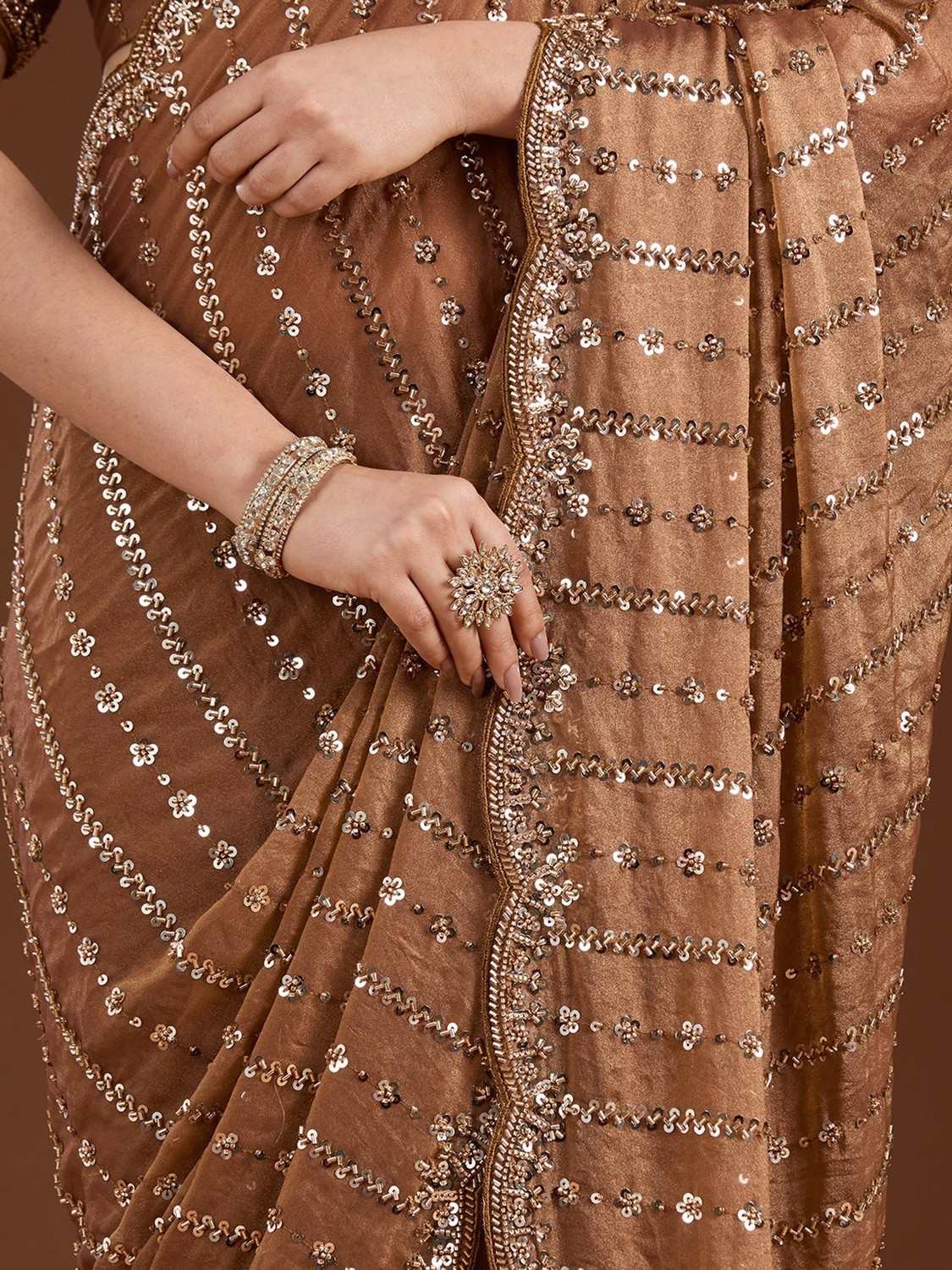 Image of Riddhi textile Hub Embellished, Embroidered Bollywood Satin Saree