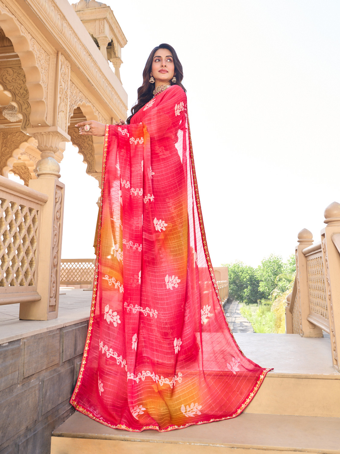 Image of Laxmipati sarees Printed Bollywood Chiffon Saree