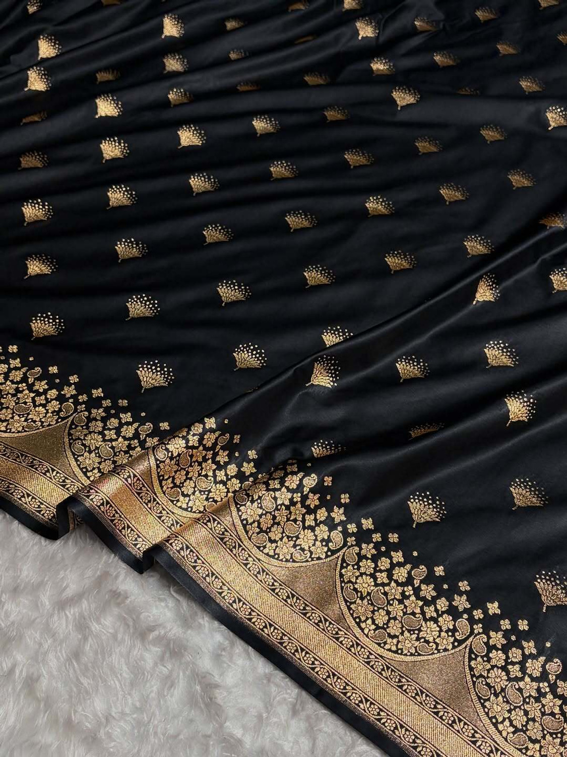 Image of EmpressWeave Woven, Paisley Banarasi Satin Saree