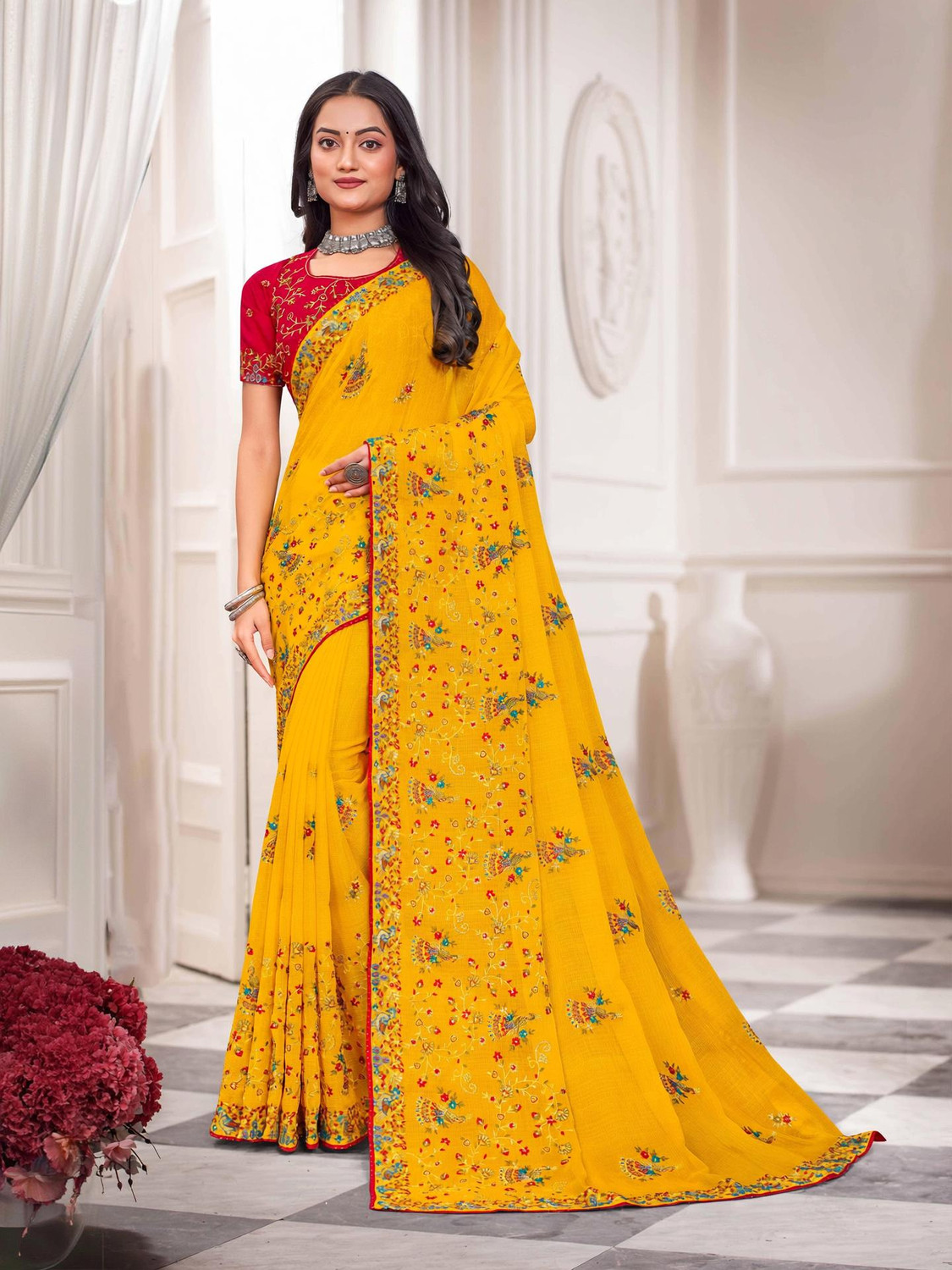 Image of Laxmipati sarees Embroidered Bollywood Silk Blend Saree