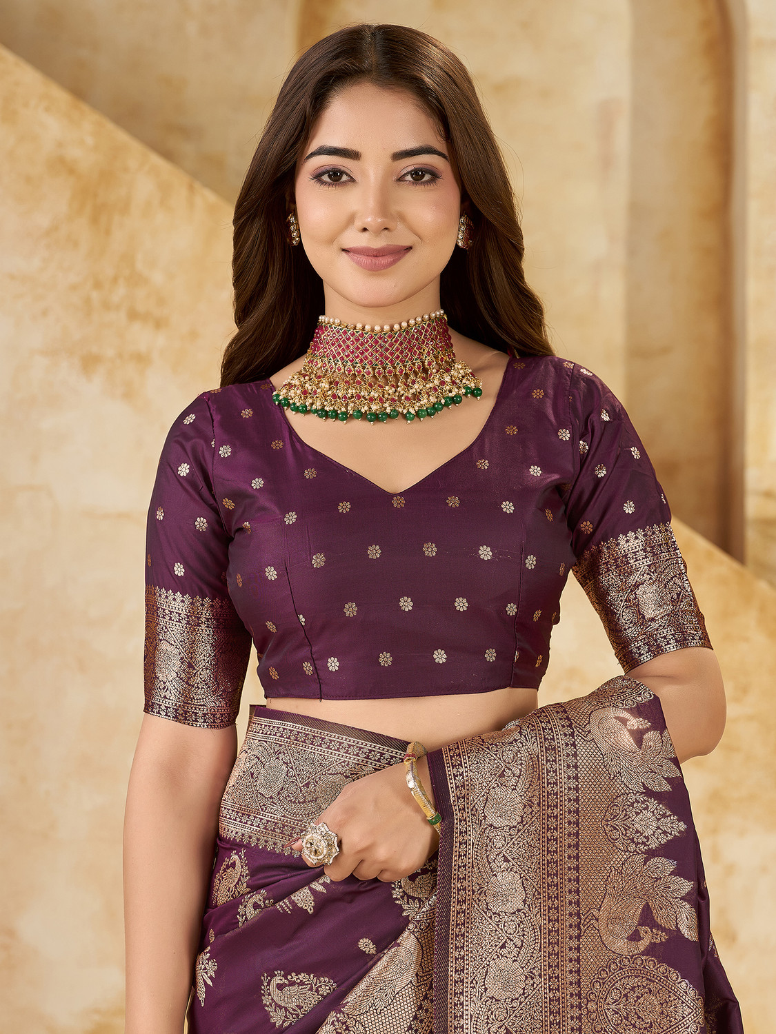 Image of Mehrang Woven Banarasi Silk Blend Saree