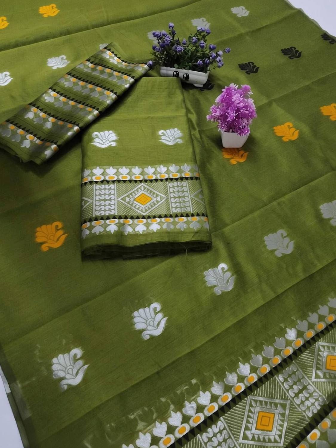 AMILAGROS PIZZARRAS FASHION Printed Mekhela Chador Pure Cotton Saree