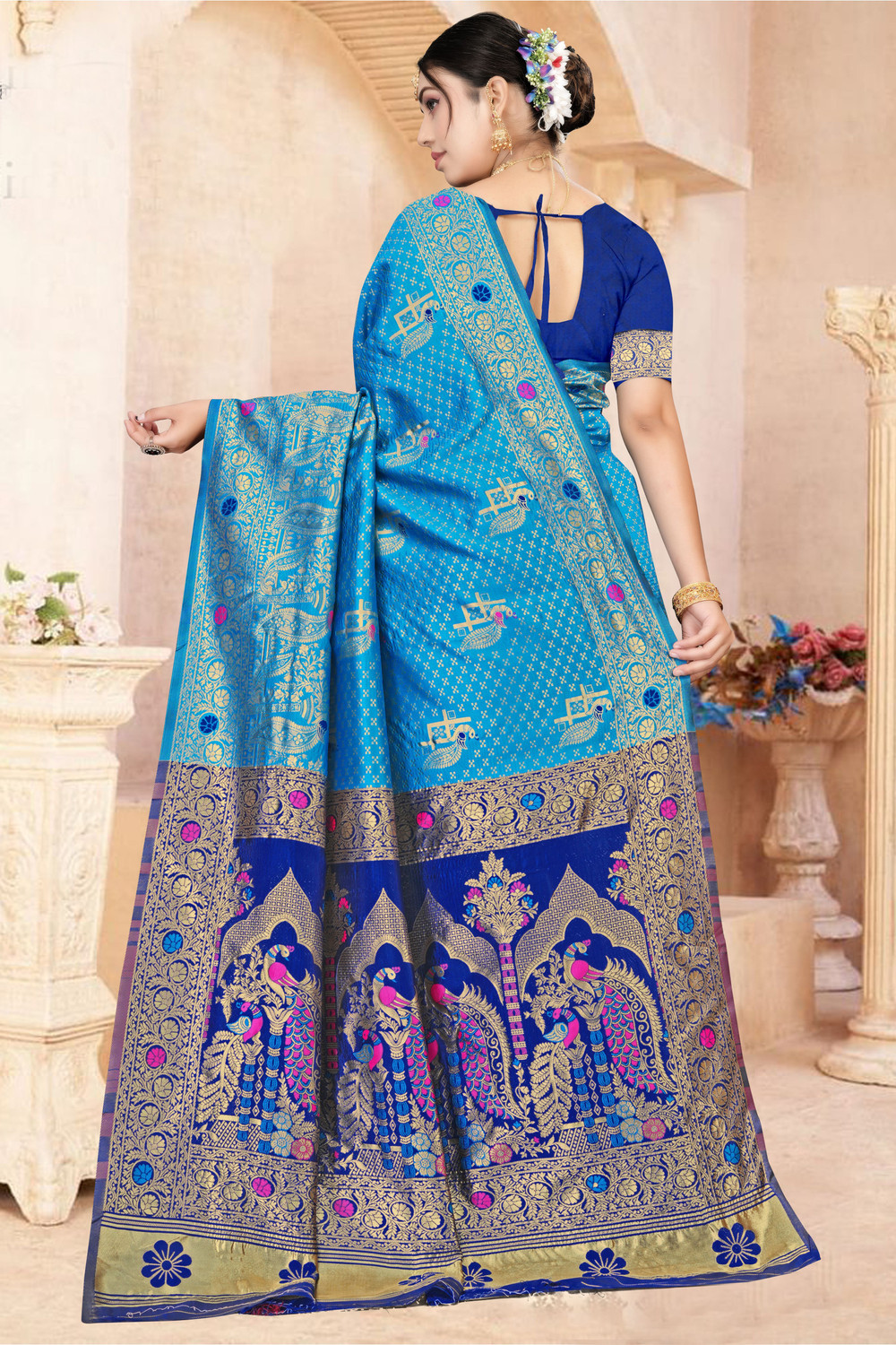 Image of Fashion Almari Printed Banarasi Silk Blend Saree