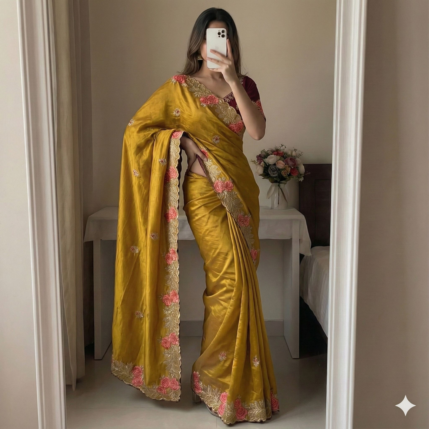 Image of AMIYASILKMILLS Embroidered Bollywood Georgette Saree