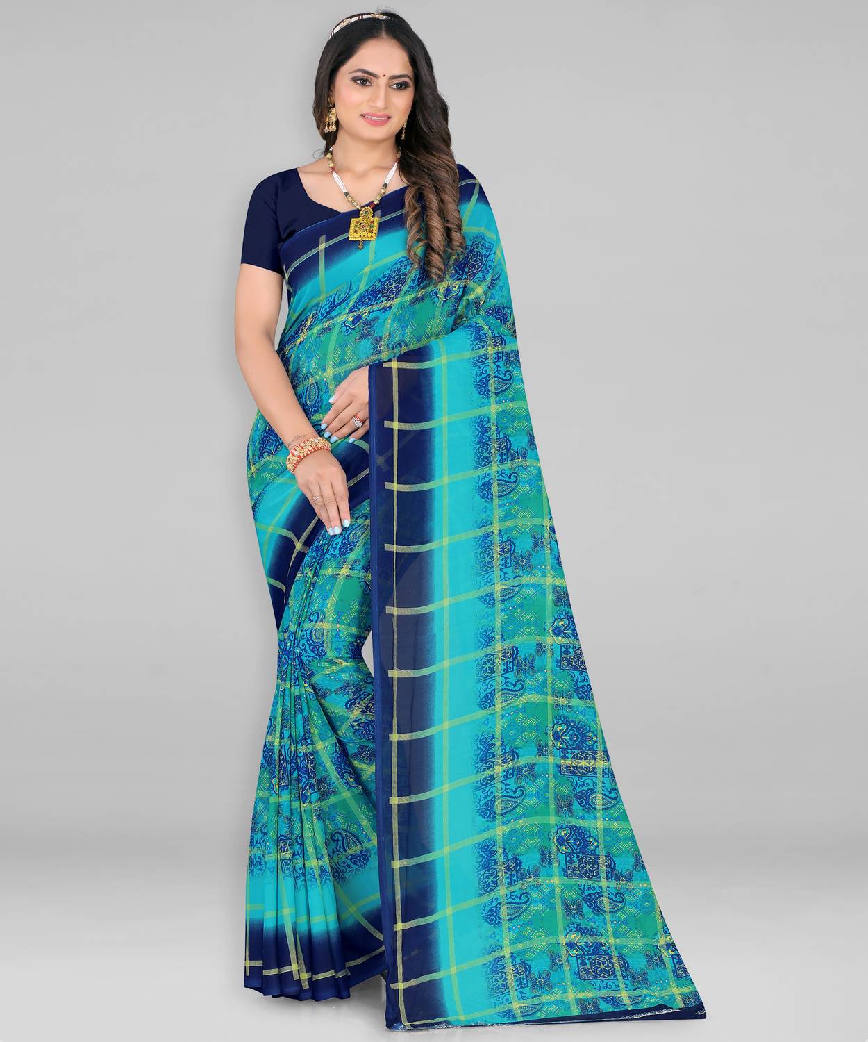 Leelavati Printed Daily Wear Georgette Saree (Light Blue)