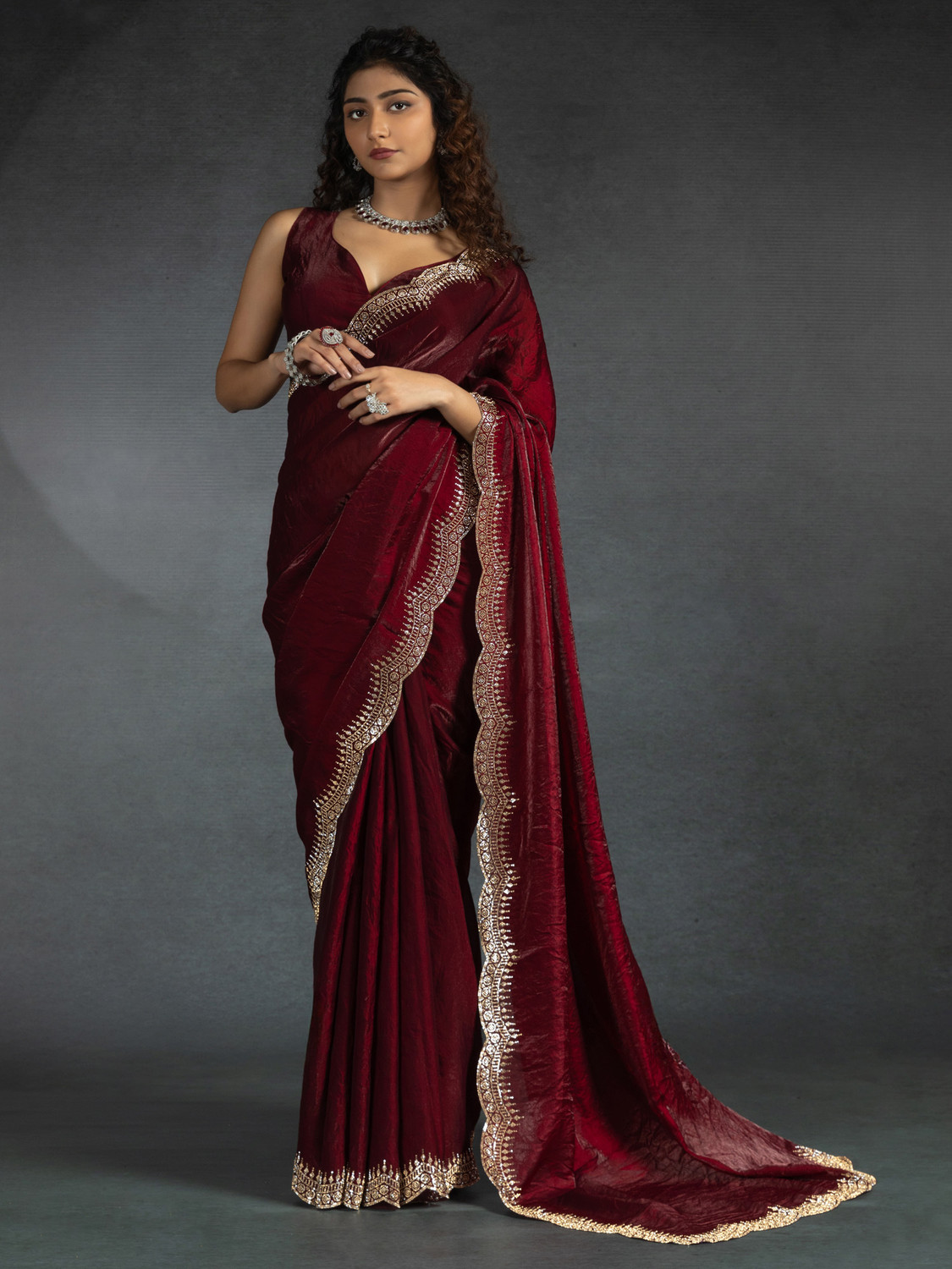 Image of Divastri Embellished Bollywood Silk Blend Saree