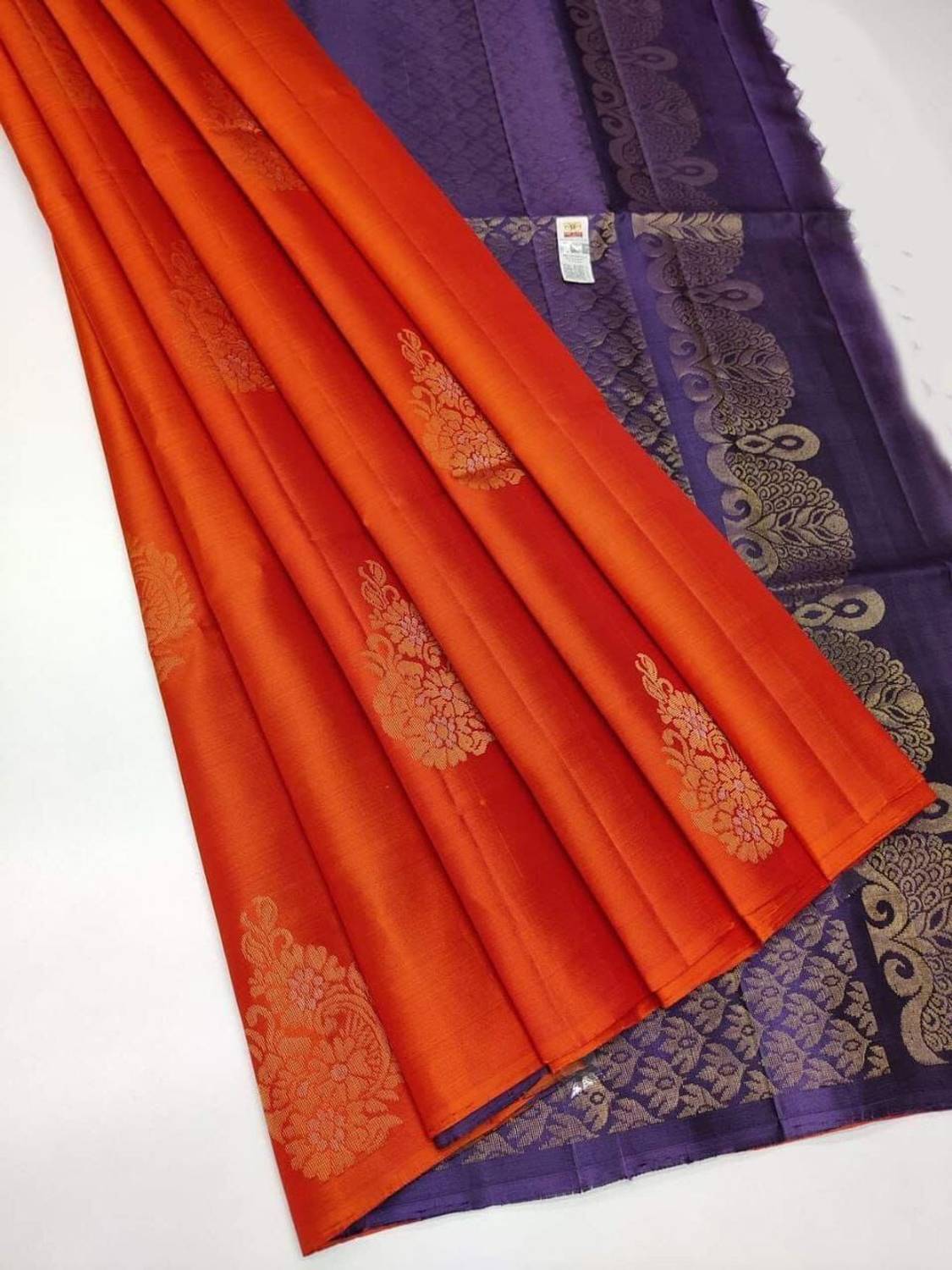 FAB WOVEN Woven Banarasi Art Silk Saree (Orange)
