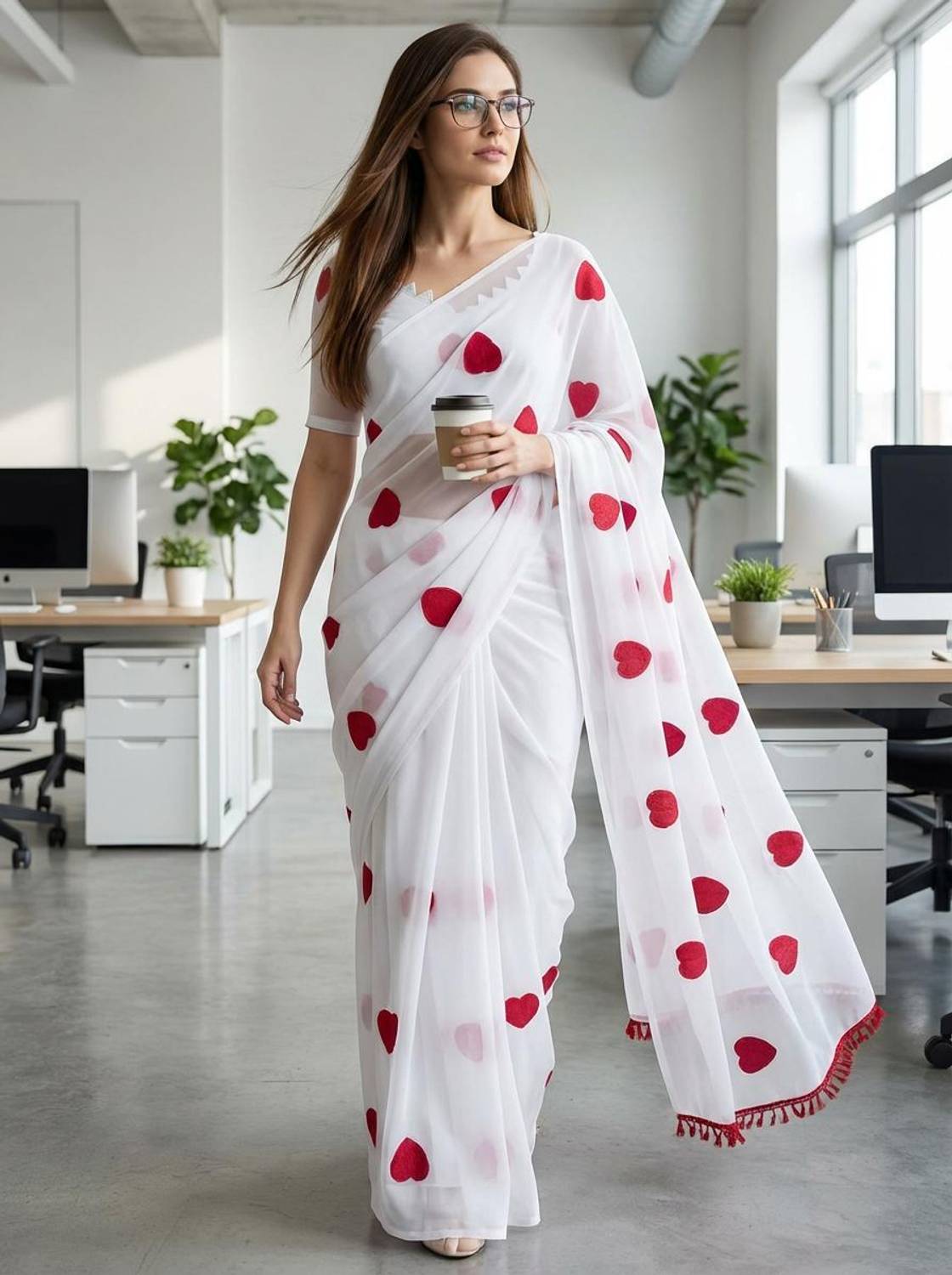 Anand Sarees Embroidered Bollywood Chiffon, Georgette Saree