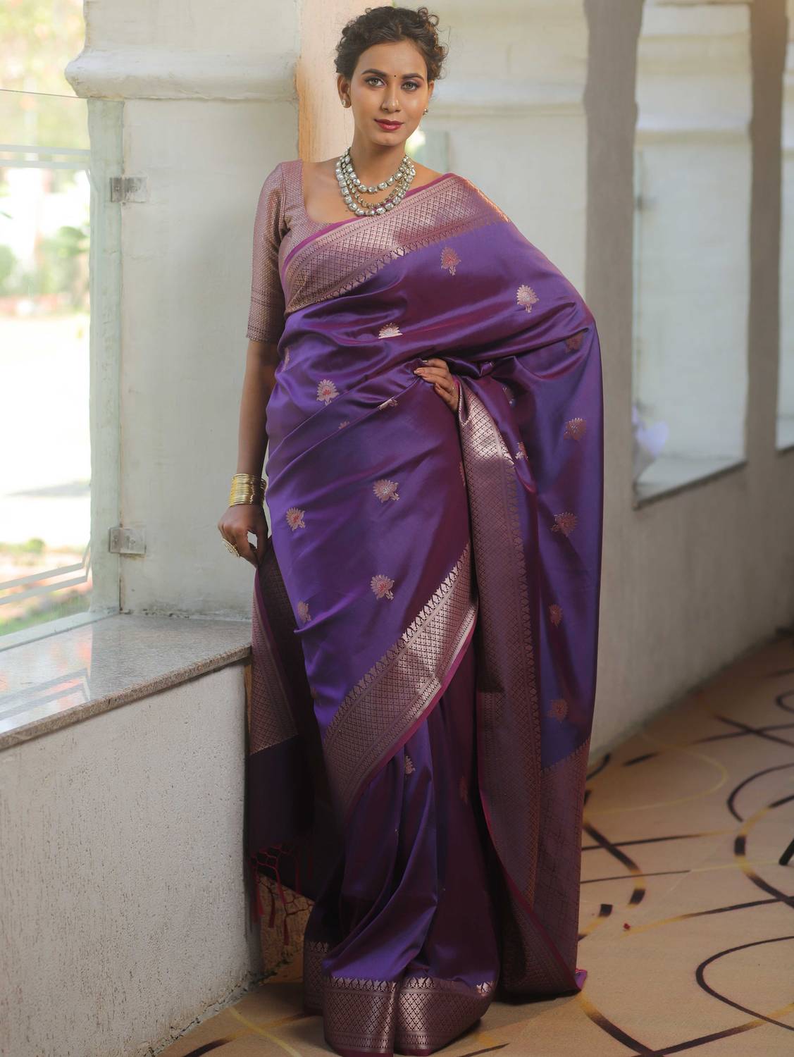 Banarasee Printed Banarasi Silk Blend Saree