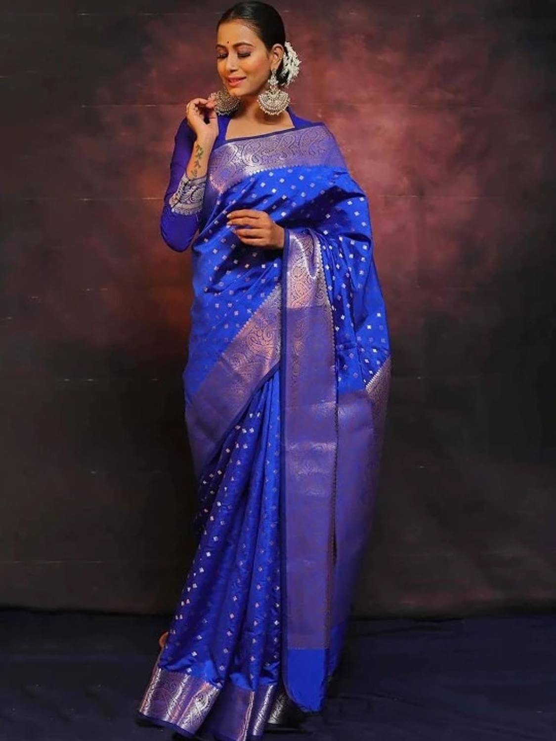 ANIRAV Self Design Banarasi Cotton Silk, Jacquard Saree