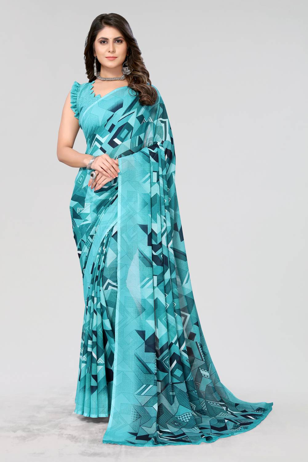 ANIRAV Printed Bollywood Georgette Saree