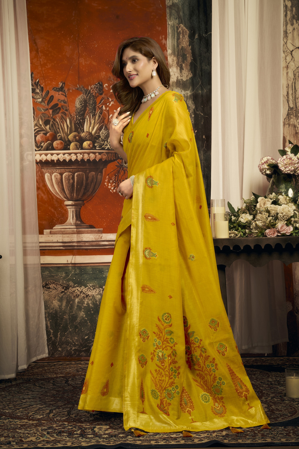 Image of Tasrika Printed Chanderi Cotton Silk Saree