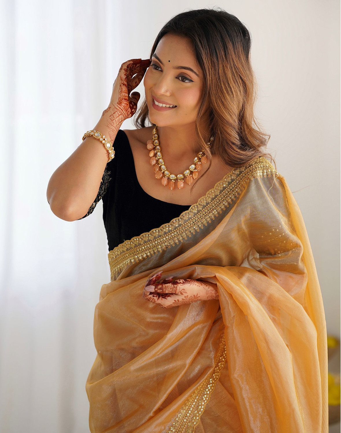 Image of Satrani Embellished, Embroidered Bollywood Jimmy Jimmy Saree
