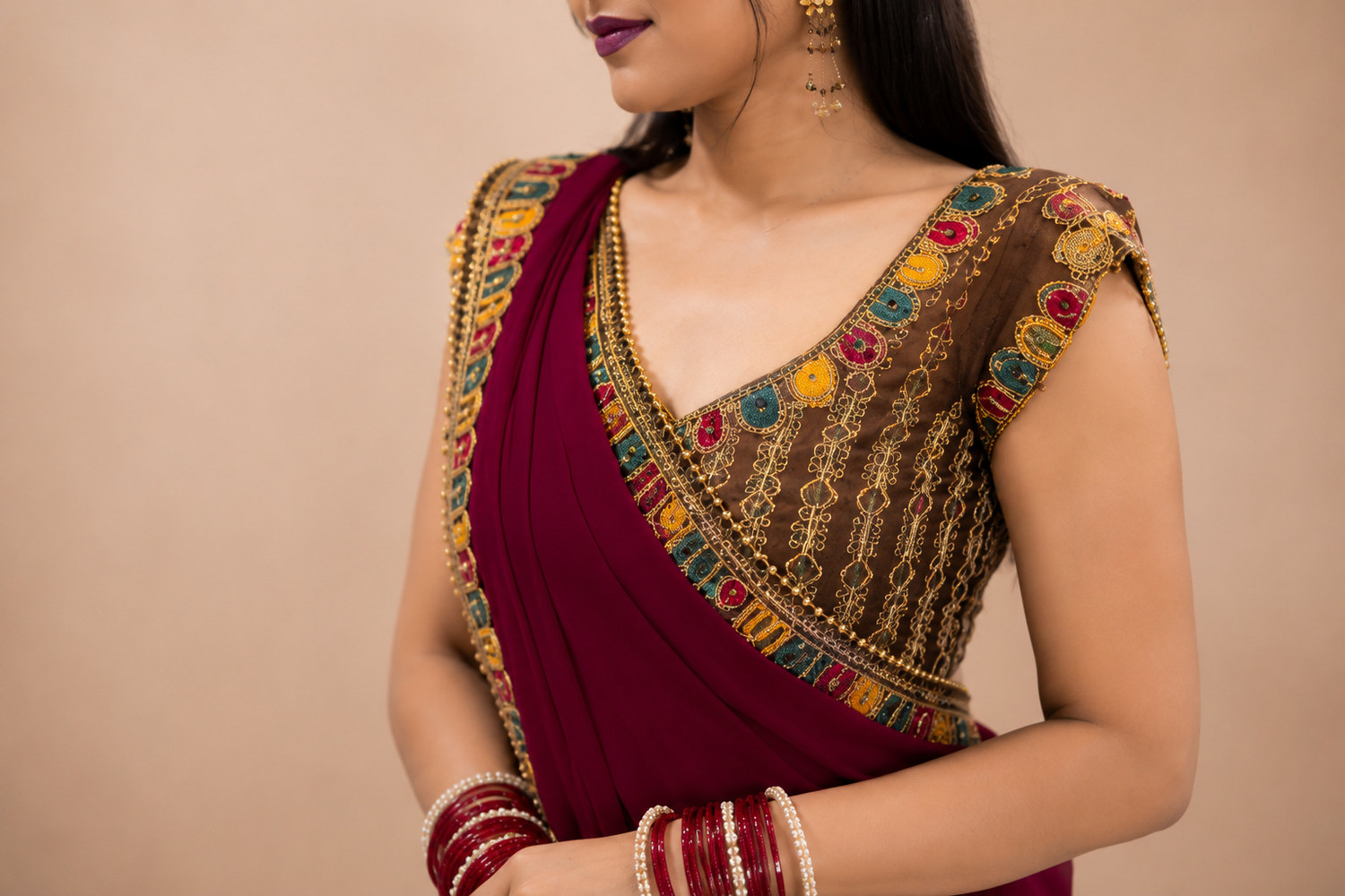 Image of JenaFashion Embroidered Bollywood Georgette Saree
