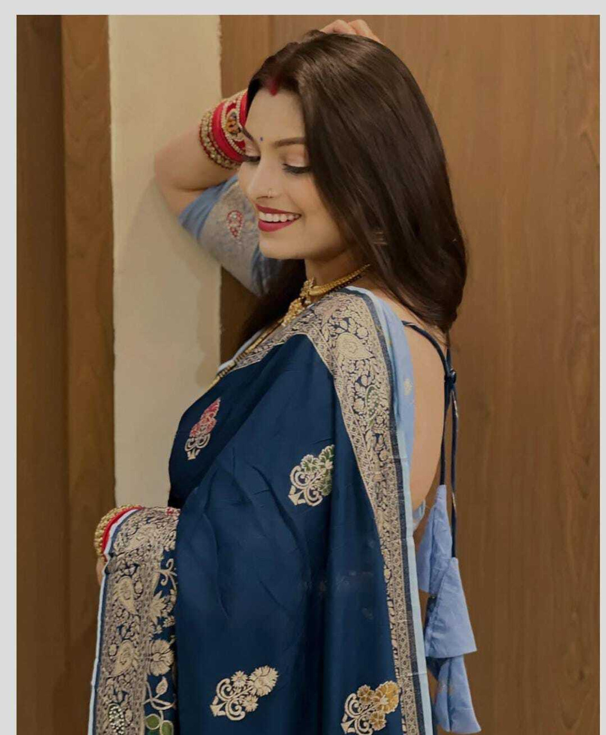 Image of Gajj Kesari World Woven Banarasi Chanderi Saree (Multicolor)