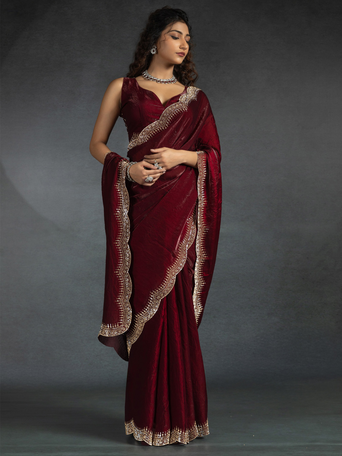 Image of Divastri Embellished Bollywood Silk Blend Saree