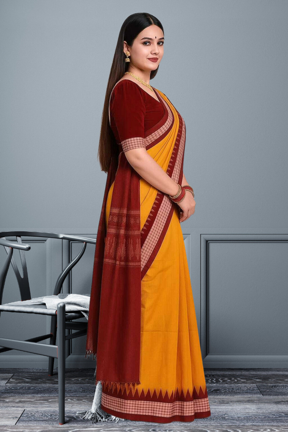 Image of ajmera fashion Temple Border Sambalpuri Art Silk Saree