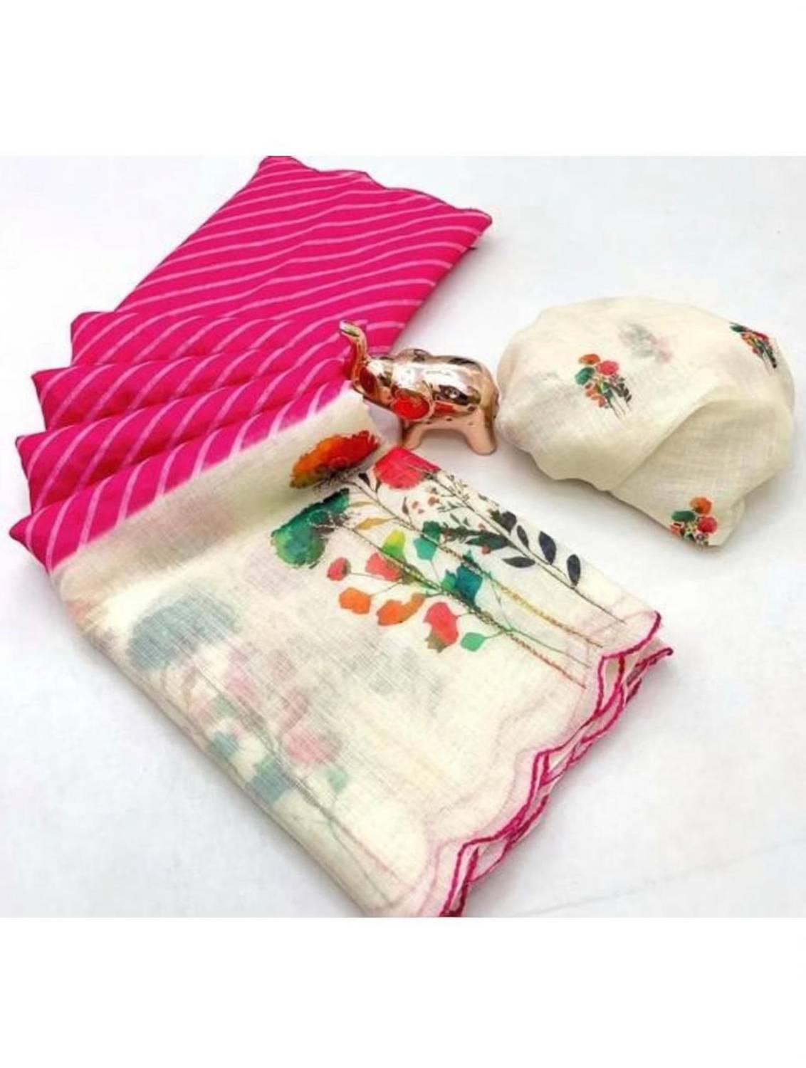 Anshal Printed Daily Wear Cotton Linen Saree