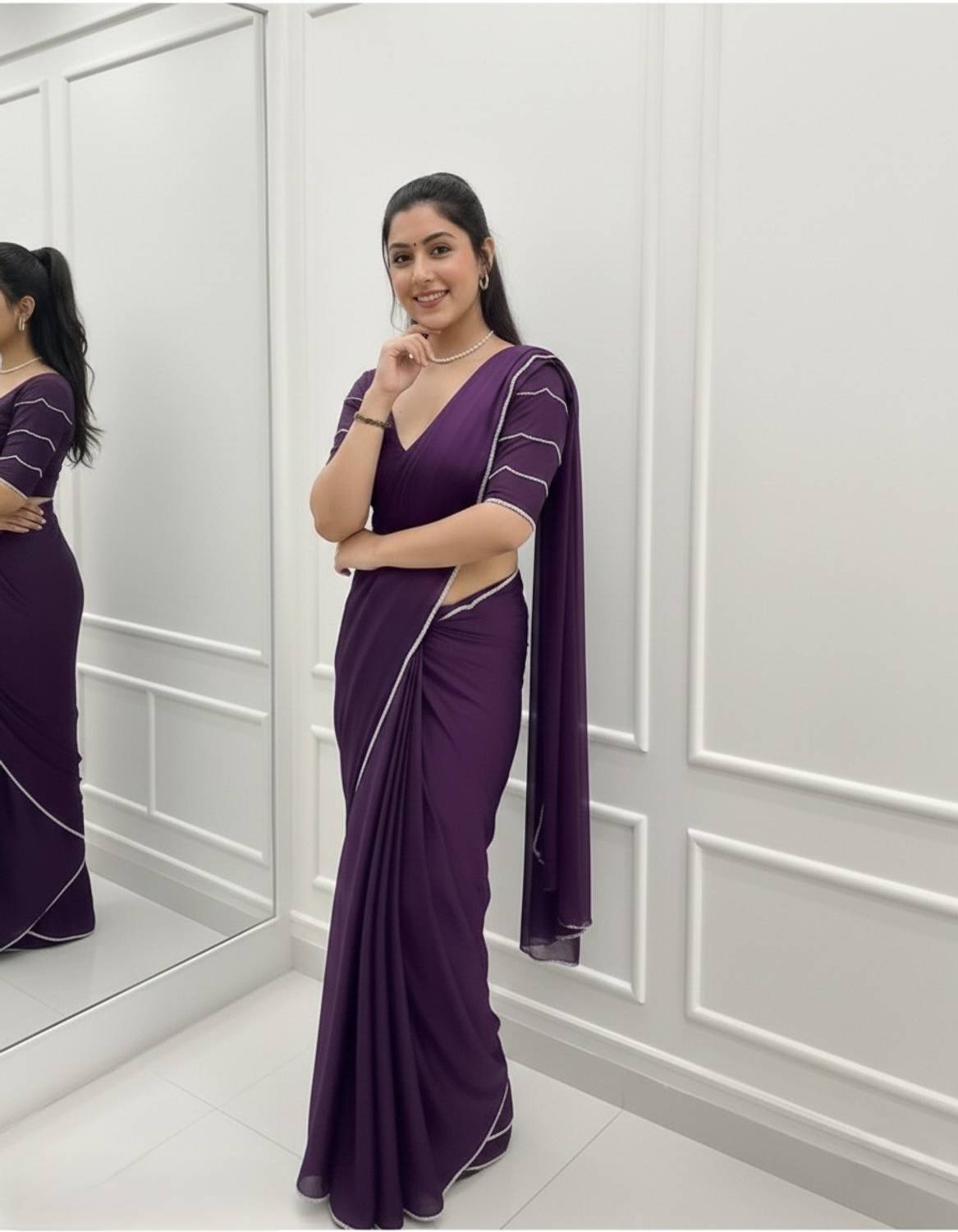 Antra Fashion Solid/Plain Daily Wear Georgette Saree