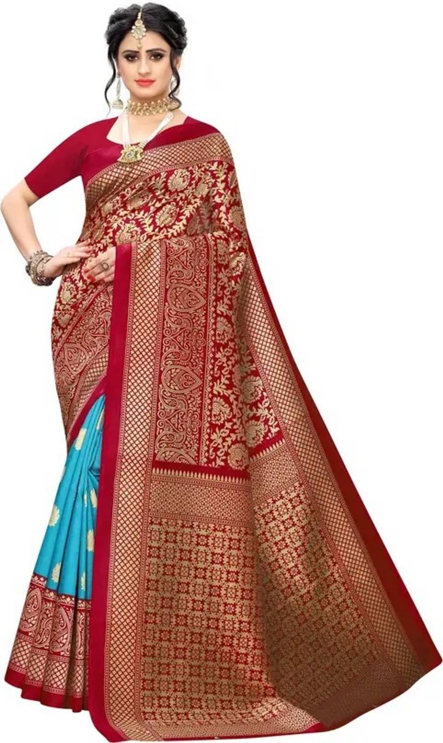 Grubstaker Printed Assam Silk Art Silk Saree