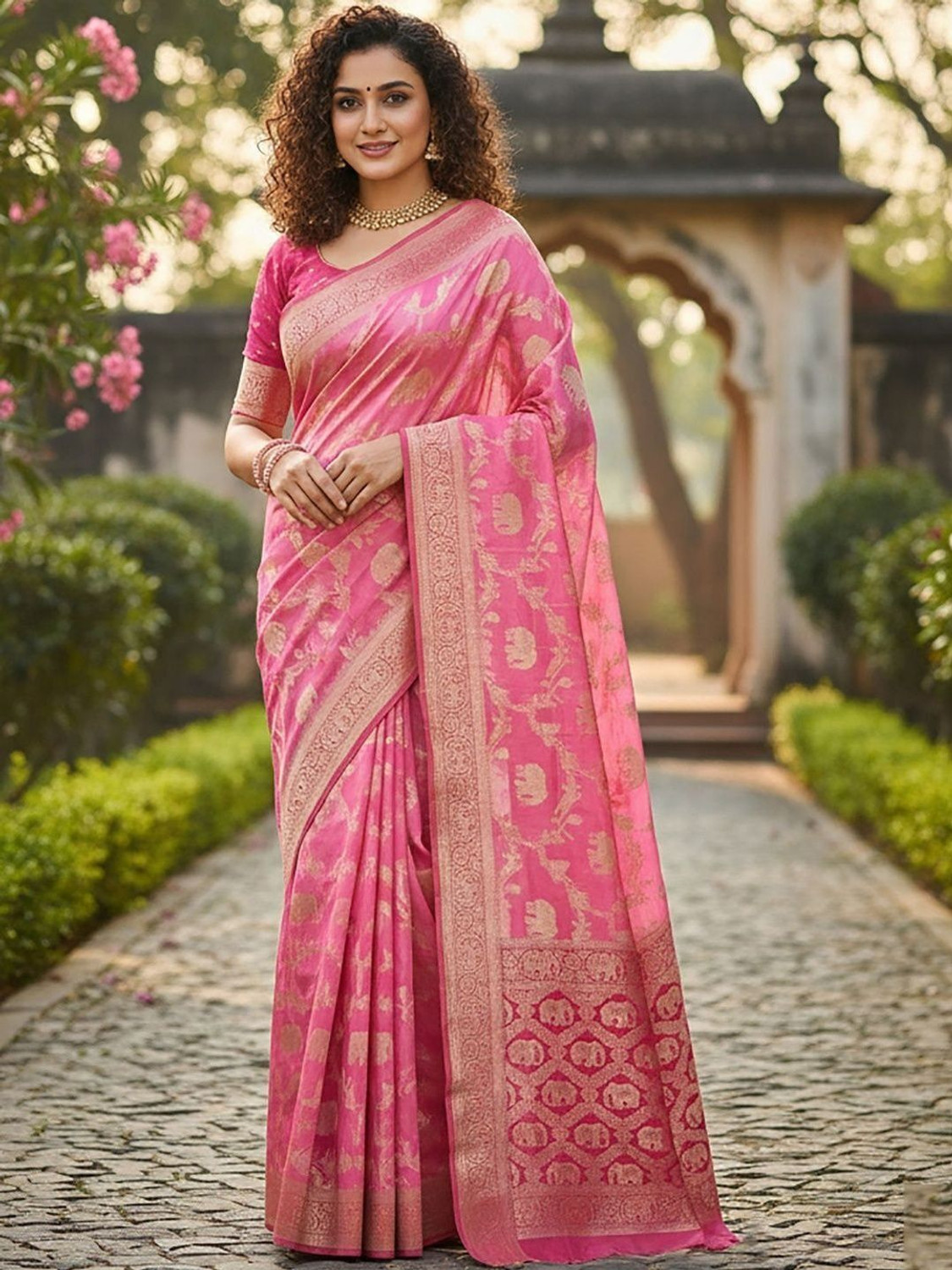 Image of Moda Rapido Woven Banarasi Silk Blend Saree