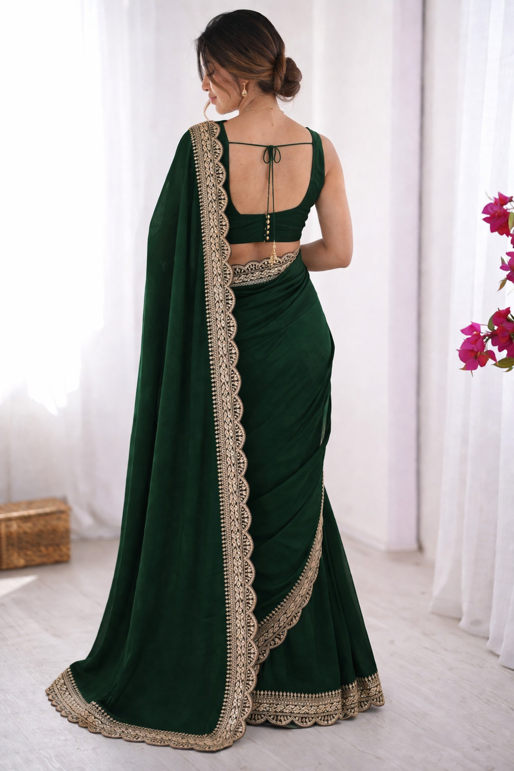 Image of Glamour Hub Embroidered Bollywood Silk Blend Saree