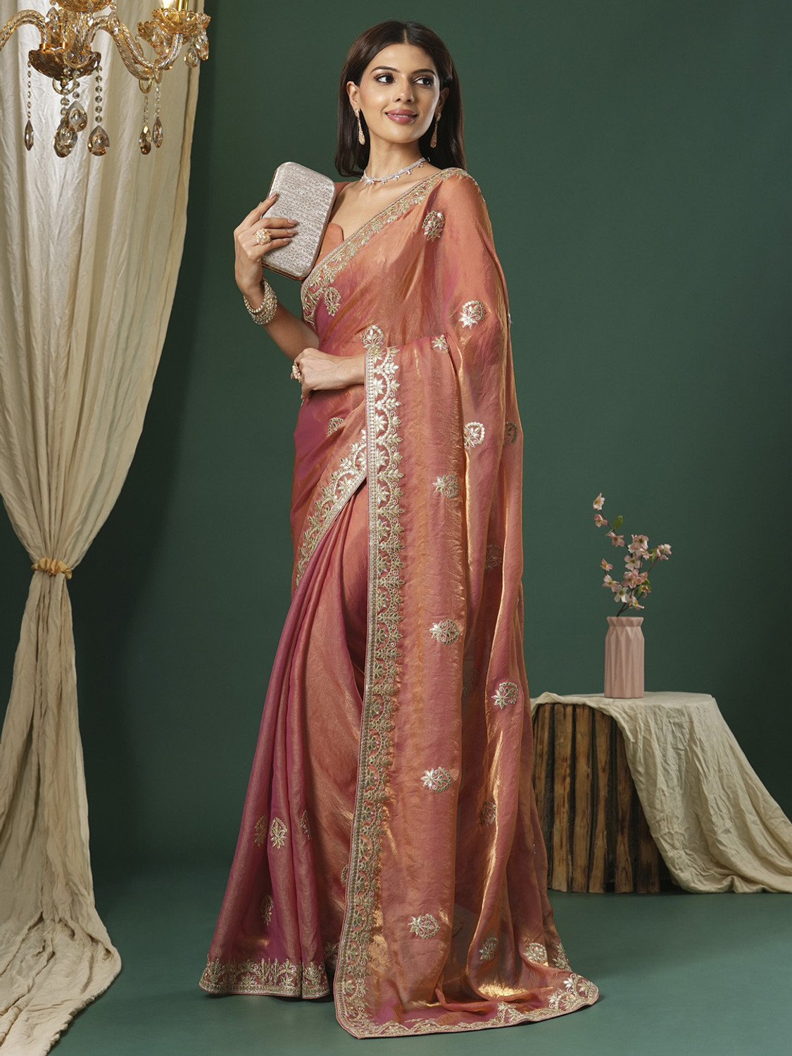 Image of Tasrika Embroidered Bollywood Satin Saree