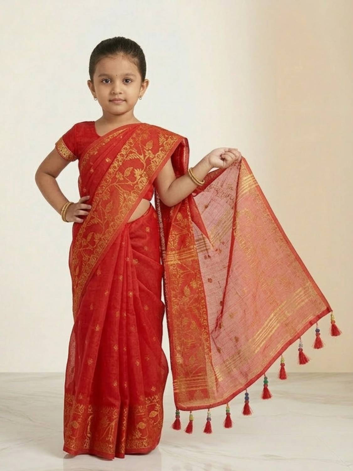 BalikaTextile Woven Handloom Cotton Blend Saree