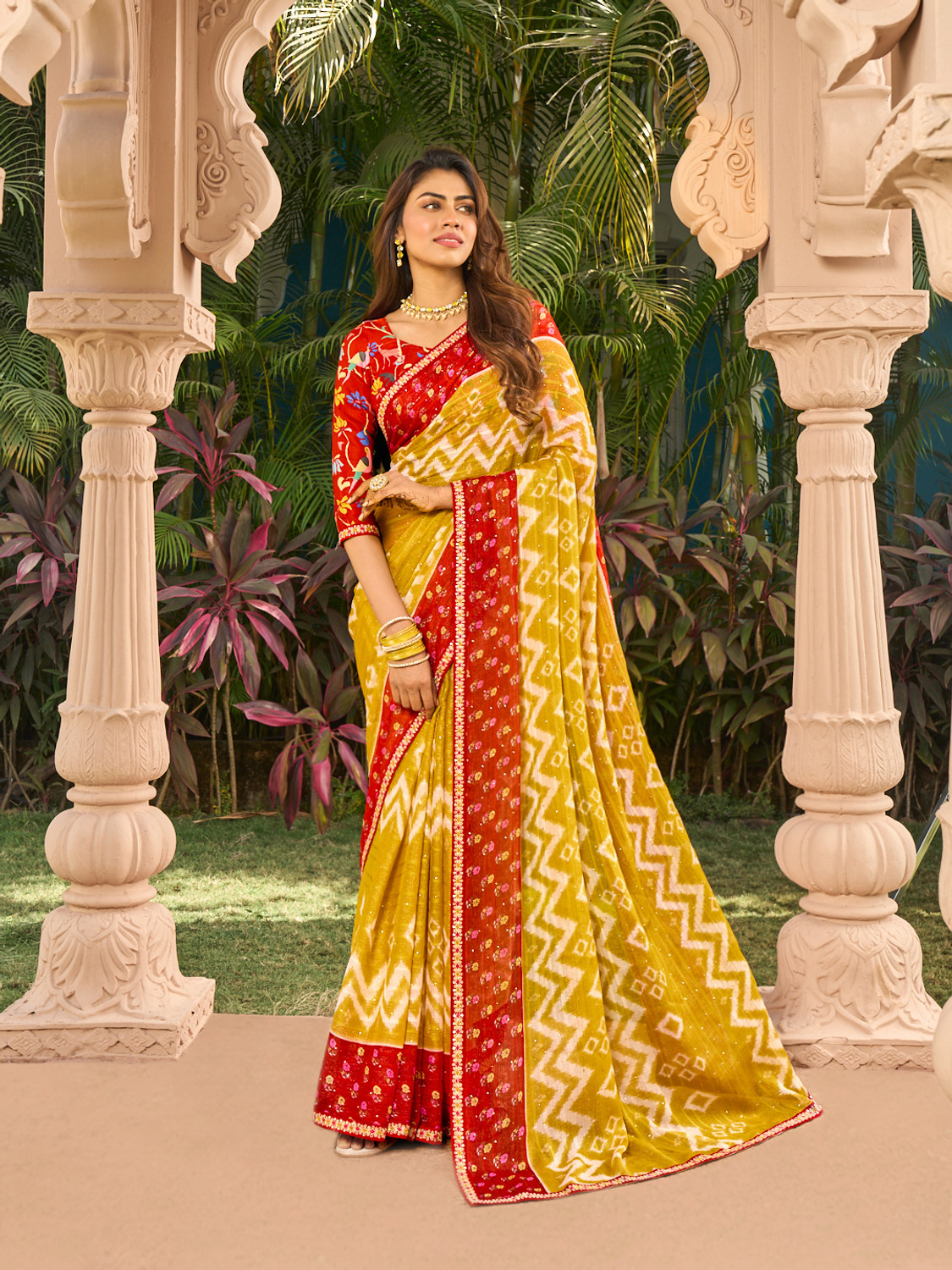 Image of Laxmipati sarees Printed Bollywood Chiffon Saree