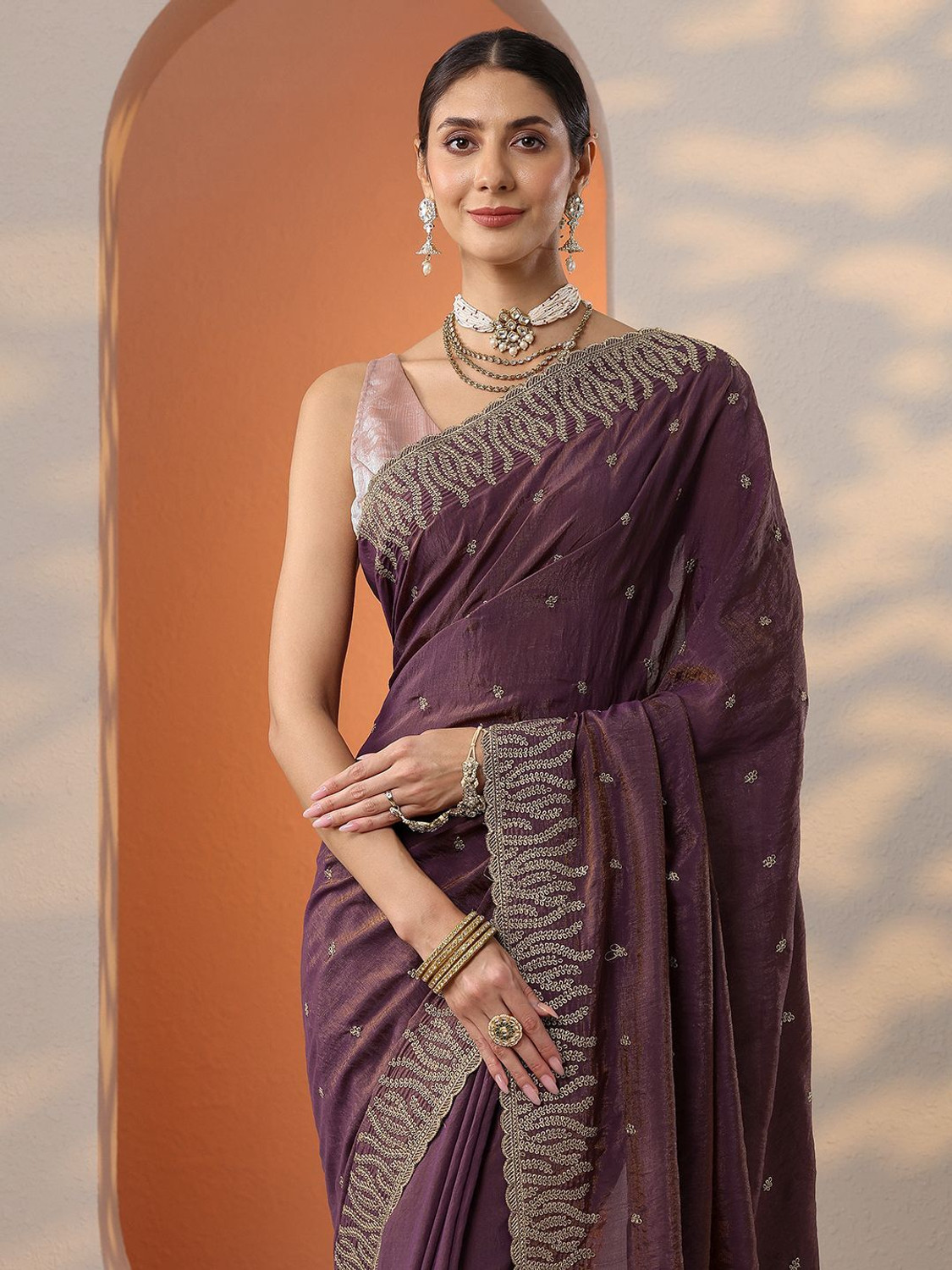Image of LIBAS Embellished Daily Wear Organza Saree
